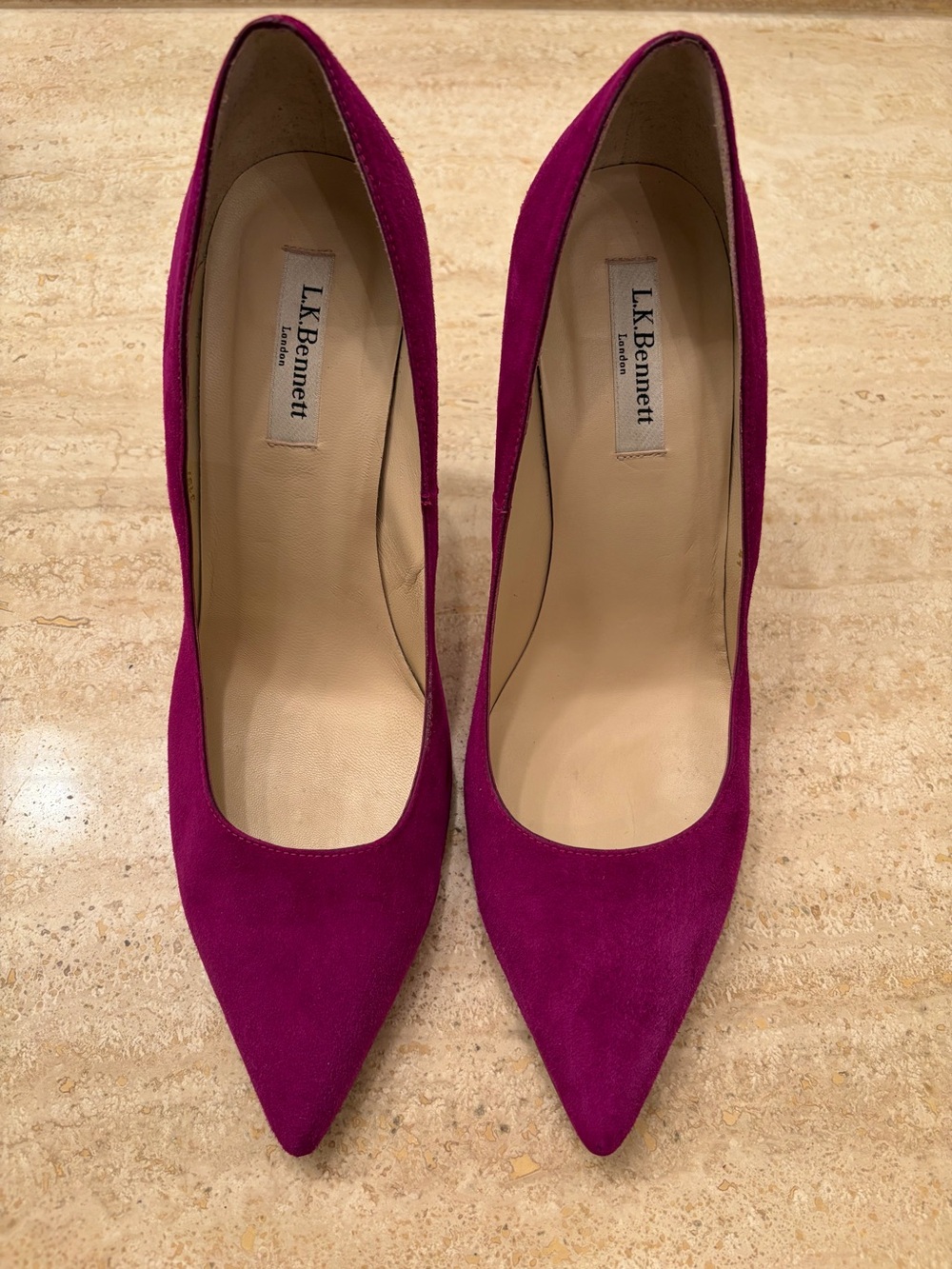LK Bennett Magenta Suede Pointed-Toe Pumps